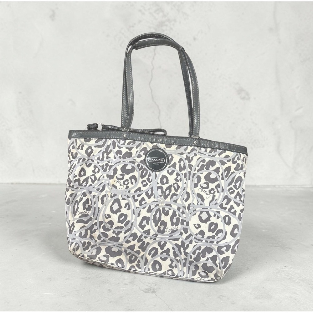 Coach Gray Ocelot Nylon Purse (Style F17973)